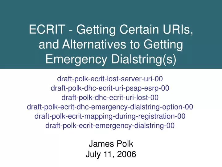 ecrit getting certain uris and alternatives to getting emergency dialstring s