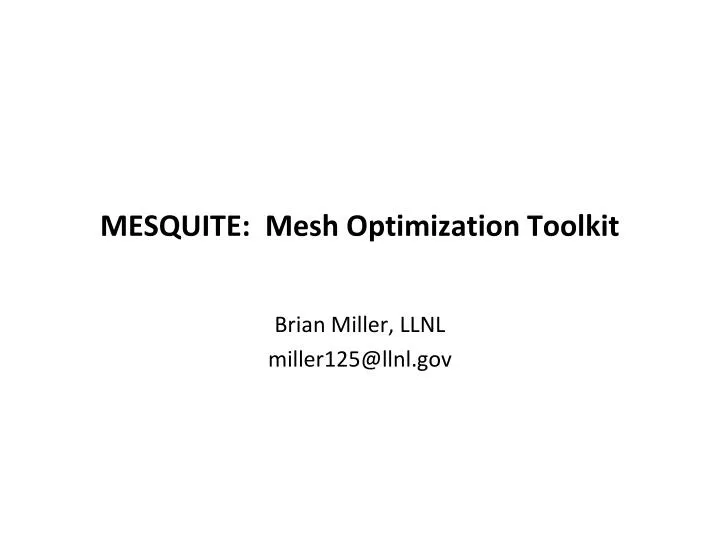mesquite mesh optimization toolkit