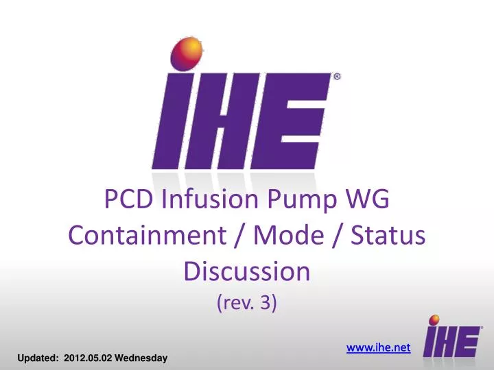 pcd infusion pump wg containment mode status discussion rev 3