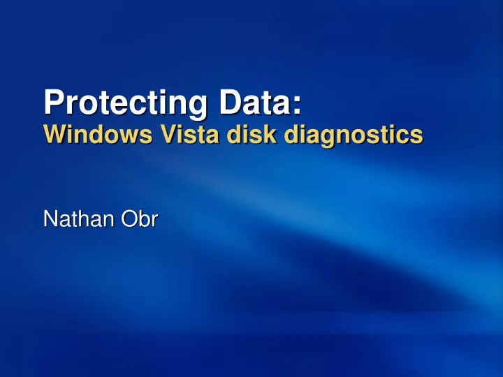 protecting data windows vista disk diagnostics