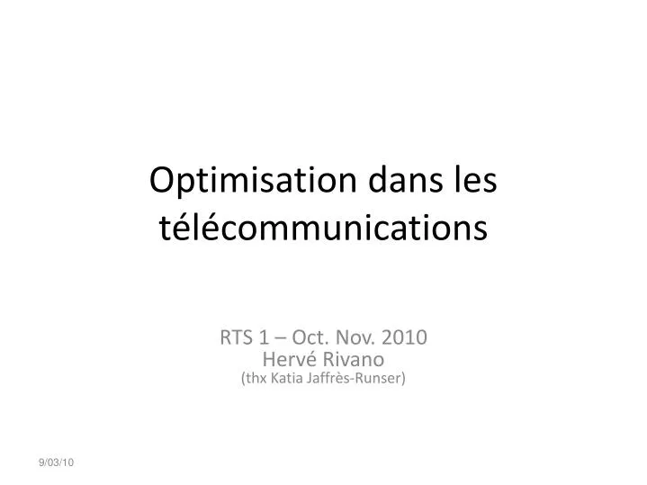 optimisation dans les t l communications