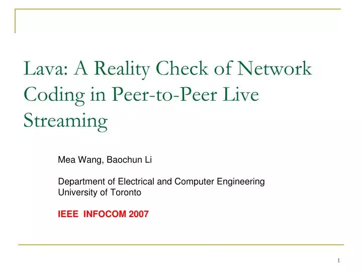 lava a reality check of network coding in peer to peer live streaming