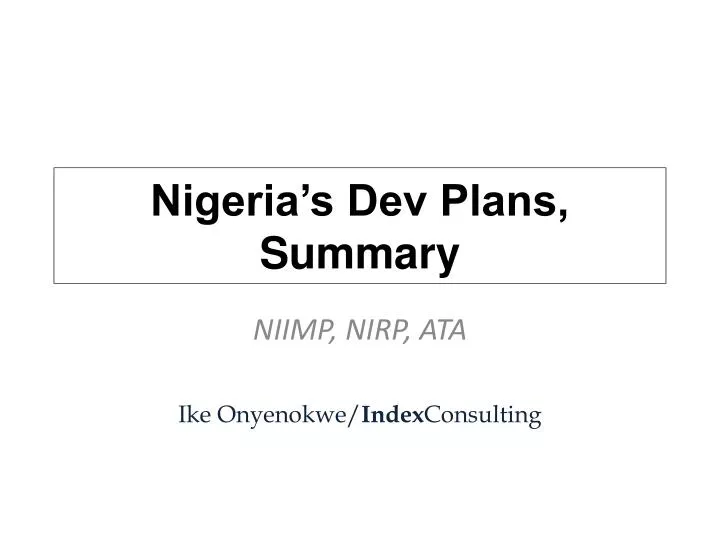 nigeria s dev plans summary