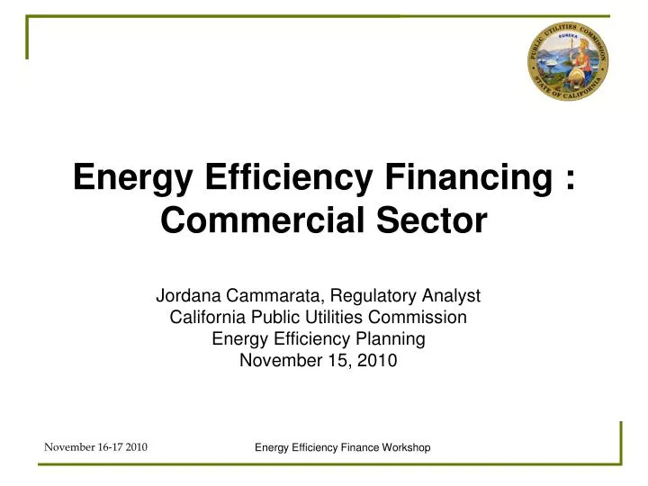 energy efficiency financing commercial sector