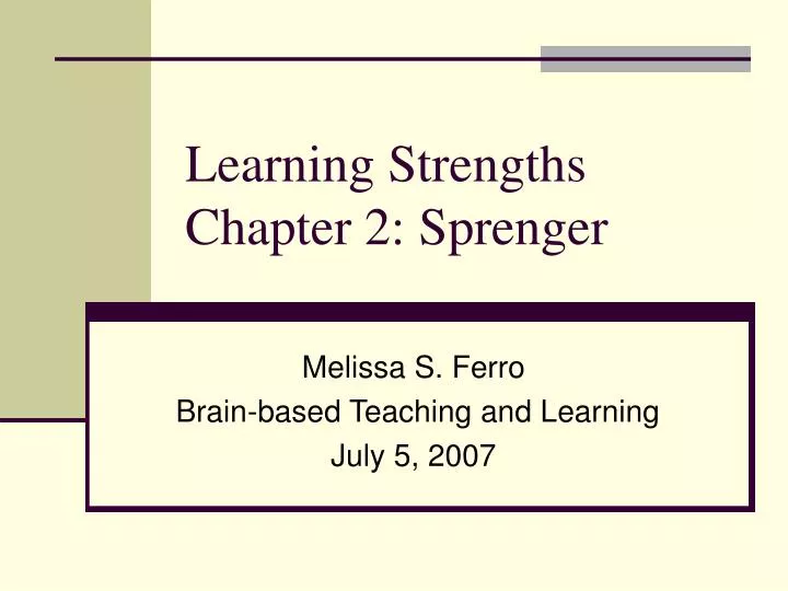 learning strengths chapter 2 sprenger