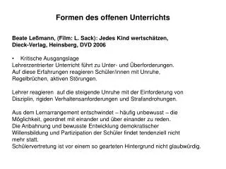 formen des offenen unterrichts