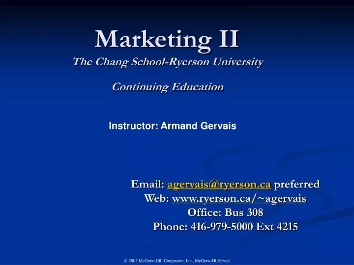 marketing ii the chang school ryerson university continuing education