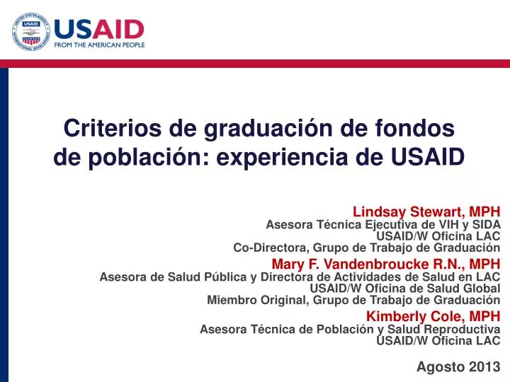 criterios de graduaci n de fondos de poblaci n experiencia de usaid