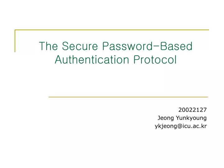 the secure password based authentication protocol