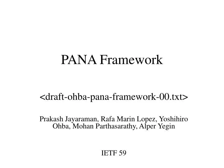 pana framework