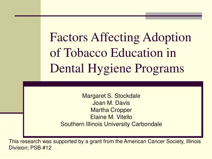 factors affecting adoption of tobacco education in dental hygiene programs