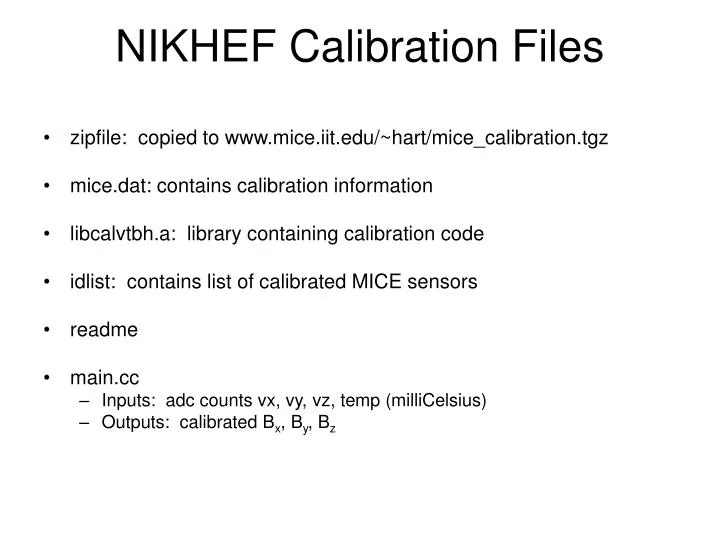 nikhef calibration files