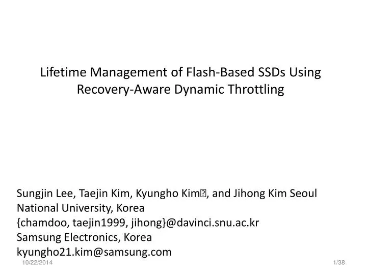 lifetime management of flash based ssds using recovery aware dynamic throttling