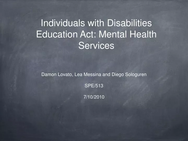 individuals with disabilities education act mental health services
