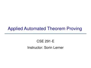 Applied Automated Theorem Proving