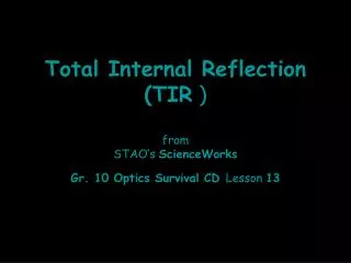 Total Internal Reflection (TIR) is also used in Fibre Optics.