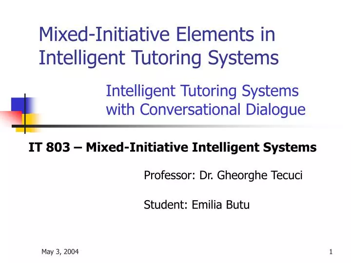 mixed initiative elements in intelligent tutoring systems
