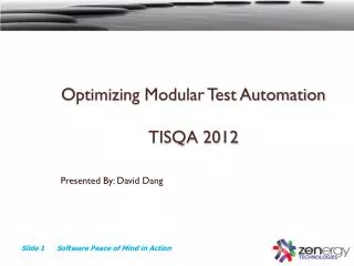 Optimizing Modular Test Automation TISQA 2012