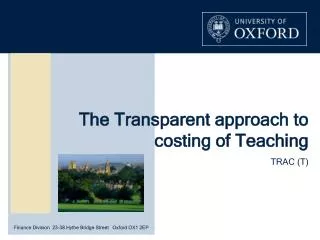The Transparent approach to costing of Teaching