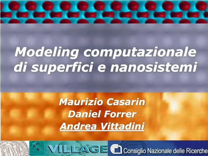 modeling computazionale di superfici e nanosistemi