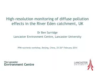 High-resolution monitoring of diffuse pollution effects in the River Eden catchment, UK