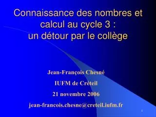 connaissance des nombres et calcul au cycle 3 un d tour par le coll ge