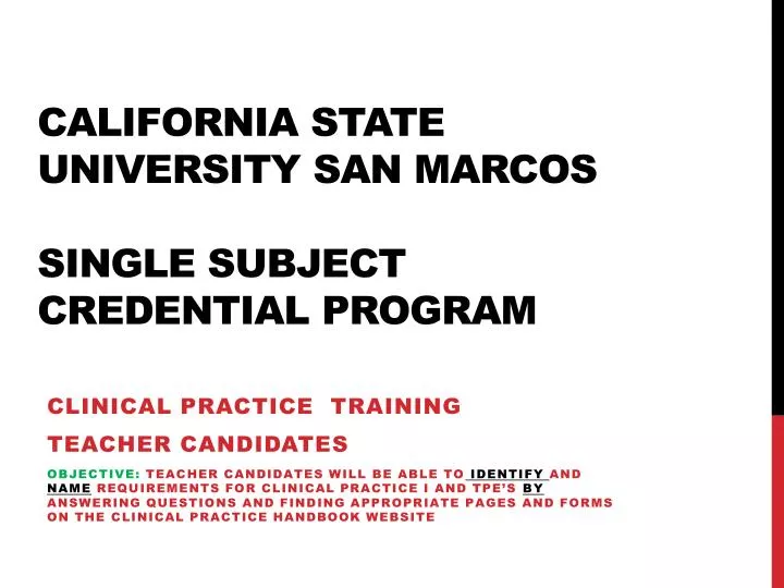 california state university san marcos single subject credential program