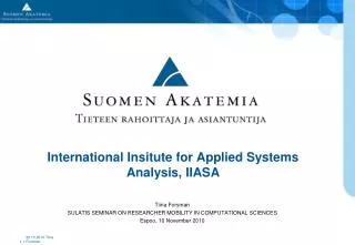 International Insitute for Applied Systems Analysis, IIASA