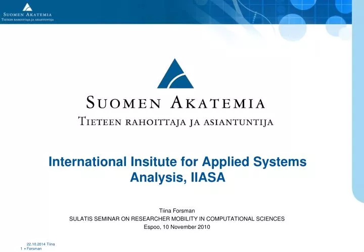 international insitute for applied systems analysis iiasa