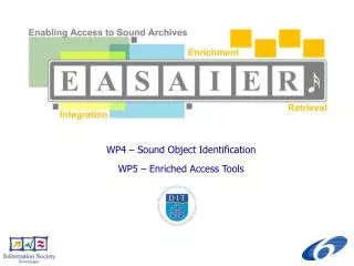 WP4 – Sound Object Identification WP5 – Enriched Access Tools