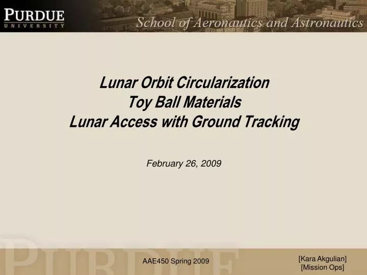 lunar orbit circularization toy ball materials lunar access with ground tracking