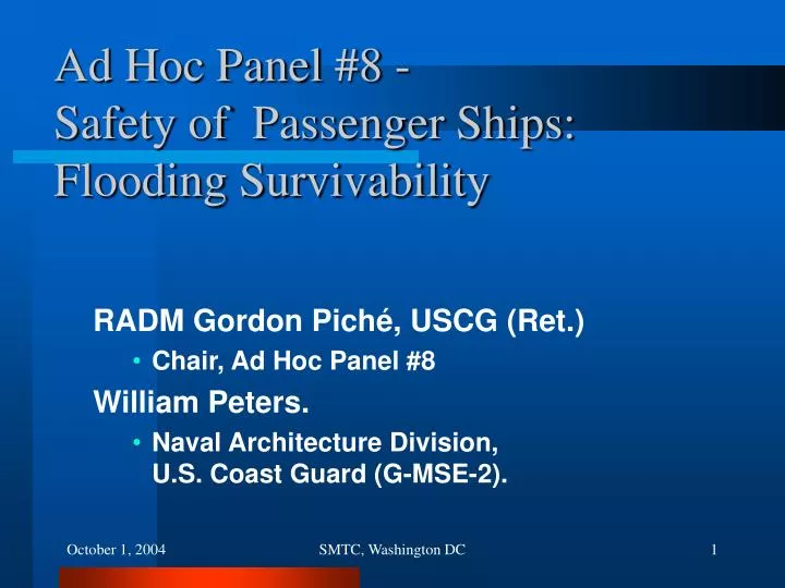 ad hoc panel 8 safety of passenger ships flooding survivability
