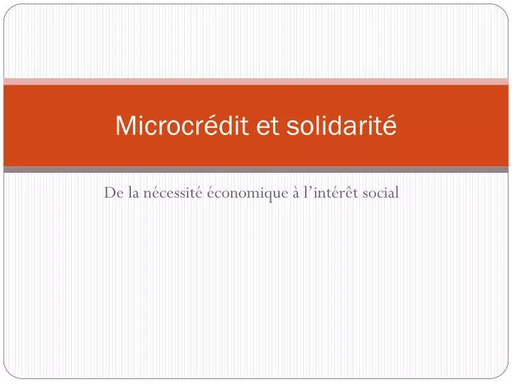 microcr dit et solidarit