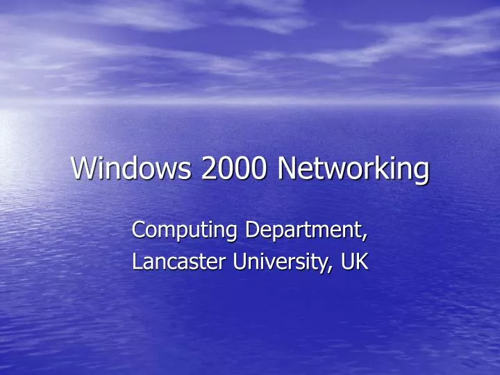 windows 2000 networking
