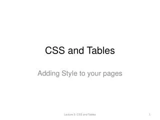 CSS and Tables