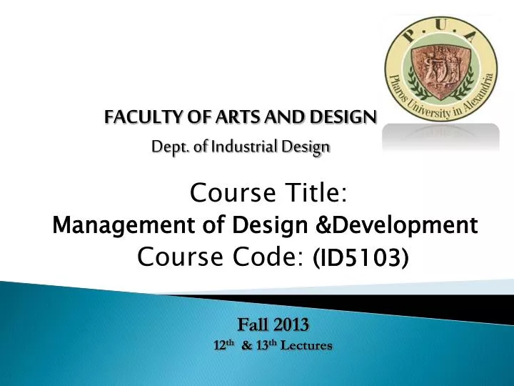 course title management of design development course code id5103