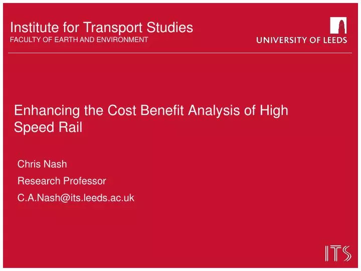 enhancing the cost benefit analysis of high speed rail