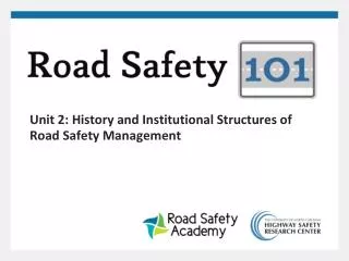 Unit 2: History and Institutional Structures of Road Safety Management