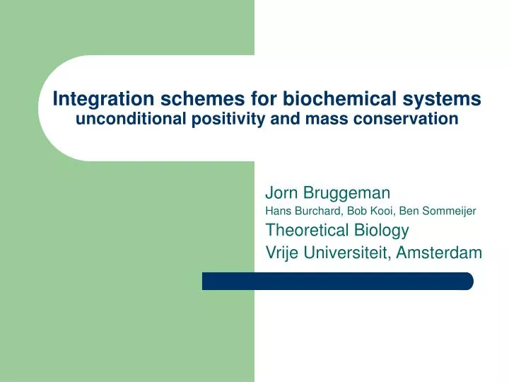 integration schemes for biochemical systems unconditional positivity and mass conservation