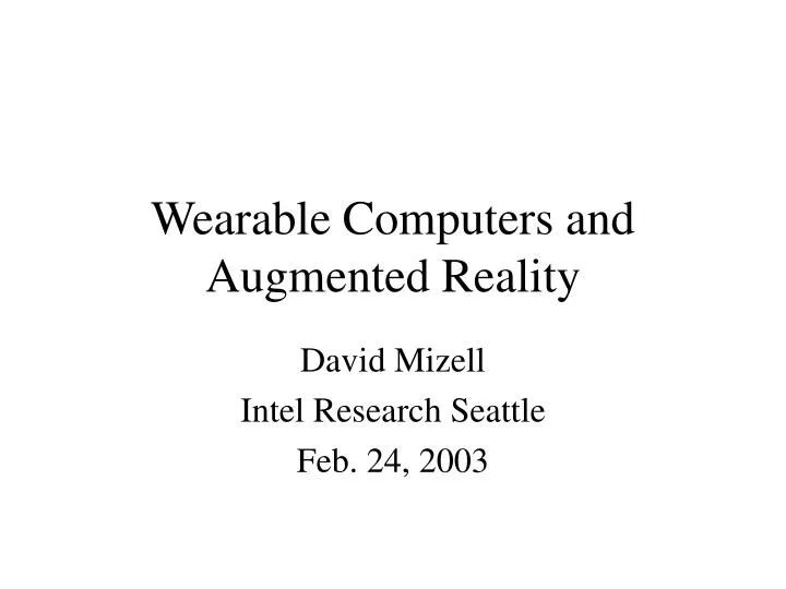 wearable computers and augmented reality