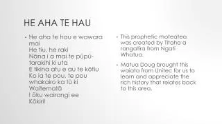 he aha te hau