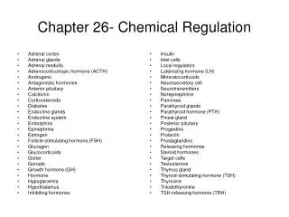 Chapter 26- Chemical Regulation