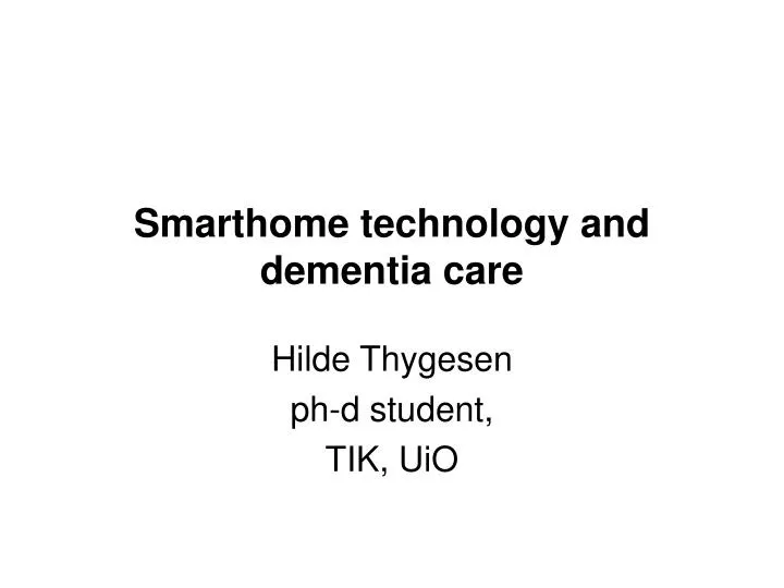 smarthome technology and dementia care