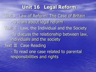 Unit 16 Legal Reform