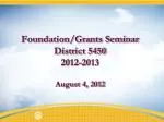 Foundation/Grants Seminar District 5450 2012-2013 August 4, 2012