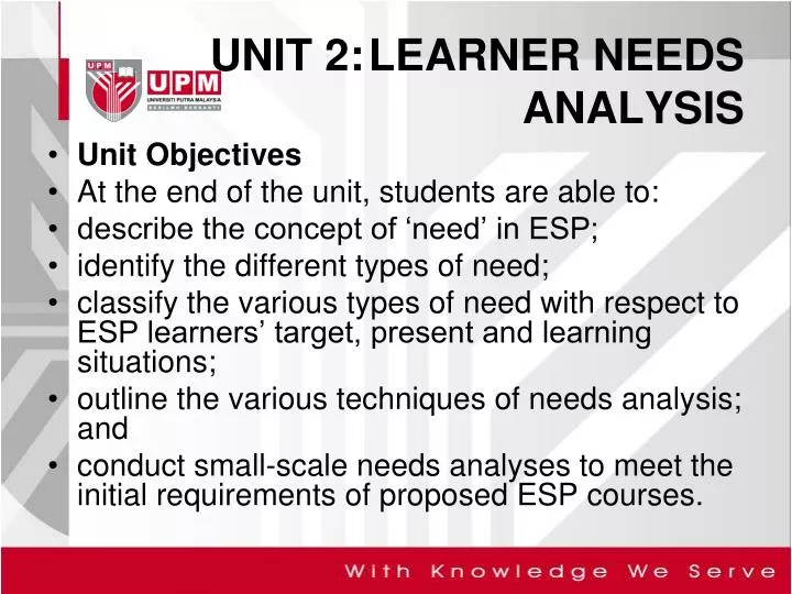 unit 2 learner needs analysis