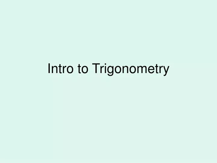 intro to trigonometry