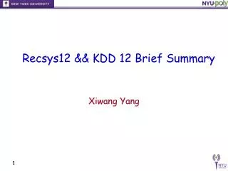 Recsys12 &amp;&amp; KDD 12 Brief Summary