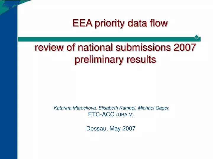 eea priority data flow review of national submissions 2007 preliminary results