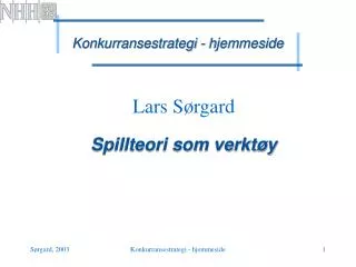 spillteori som verkt y
